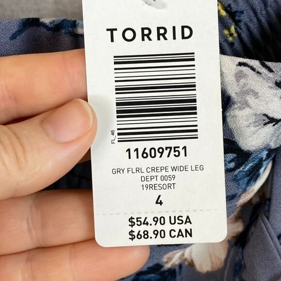 Torrid Women Wide Leg Palazzo Pants Size 4X Floral Tie Front Belt Boho Bloomcore - Picture 3 of 13